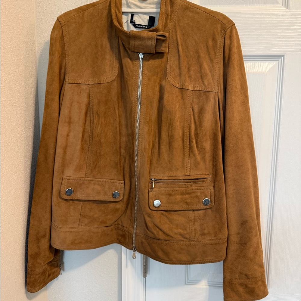 Ermenegildo Zegna Italian Pelle Suede Leather women jacket coat nwot
